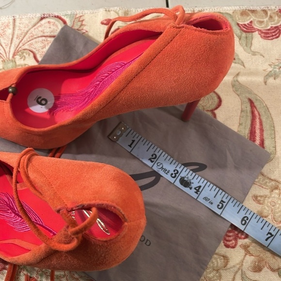 Brian Atwood Orange B Hanna Kid Suede Stiletto Heel Wrap Around Suede Shoe Sz 9 - Picture 9 of 14